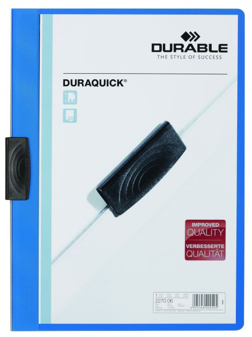 Durable Duraquick Clip Folder A4 Blue (Pack 20) 227006