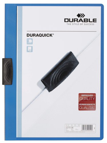 Durable DURAQUICK 20 A4 Document Clip Folder Blue (Pack 20) - 227006