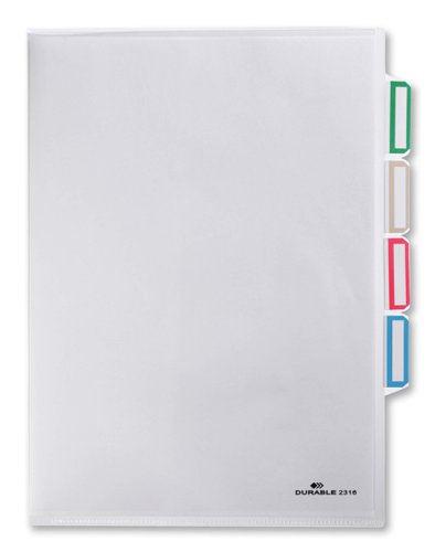 Durable Cut Flush 3 Part Index Divider Document Folder - 5 Pack - A4 Clear  231619