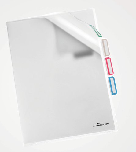 Durable Cut Flush 3 Part Index Divider Document Folder - 5 Pack - A4 Clear  231619