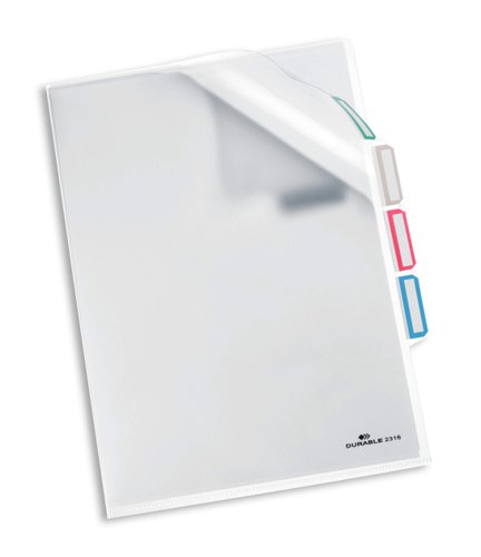 Durable Cut Flush 3 Part Index Divider Document Folder - 5 Pack - A4 Clear  231619