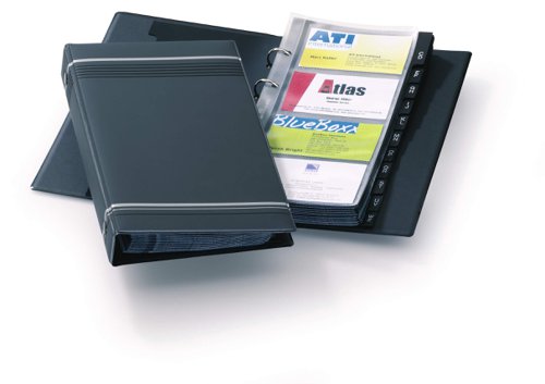 Durable VISIFIX 200 Business Card Ring Binder Album - A-Z Index Tabs - Black