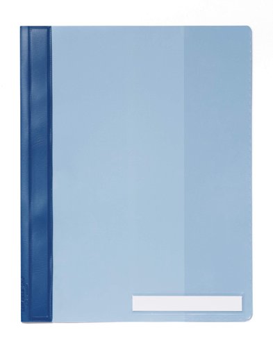 Professional Clear View folder with transparent front cover, coloured back and a transparent inner pocket. The plastic-coated end cap stapling mechanism makes inserting documents a breeze while keeping them secure.Includes an insert channel for suspension rails (product #1531) and a labelling window for easy organisation. Environmentally friendly in accordance with ISO 14021: 100% recyclableDimensions: 280 x 330 mm (W x H)Extra wide A4 format suitable for punched pockets