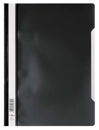 Durables original Clear View folder made from copy safe anti-glare polypropylene. The folder features a transparent front cover, and full length label holder for organisation. The rear cover is recessed for easier page turning and includes a 8cm filing bar for punched paper.Can be combined with Durable 299602 for filing in lever arch files and ring binders.Environmentally friendly in accordance with ISO 14021: 100% recyclableDimensions (W x H): 227 x 310 mm