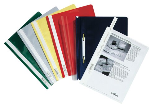 Durables original Clear View folder made from copy safe anti-glare polypropylene. The folder features a transparent front cover, and full length label holder for organisation. The rear cover is recessed for easier page turning and includes a 8cm filing bar for punched paper.Can be combined with Durable 299602 for filing in lever arch files and ring binders.Environmentally friendly in accordance with ISO 14021: 100% recyclableDimensions (W x H): 227 x 310 mm
