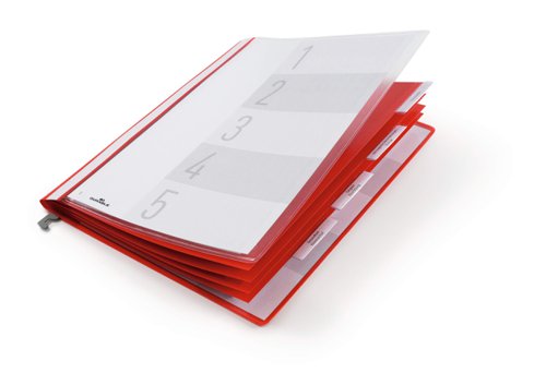 Durable Personnel Suspension Rail Folder Document Report File - A4 Red