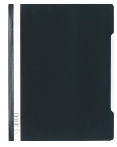 Durable Clear View Project Report File & Document Folder Extra Wide Format  A4 Black (Pack 50) - 257001