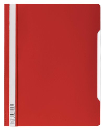Durable Clear View Project Report File & Document Folder Extra Wide Format A4 Red (Pack 50) - 257003