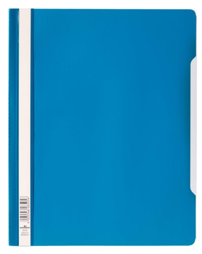 Durable Clear View Project Report File & Document Folder Extra Wide Format A4 Blue (Pack 50) - 257006