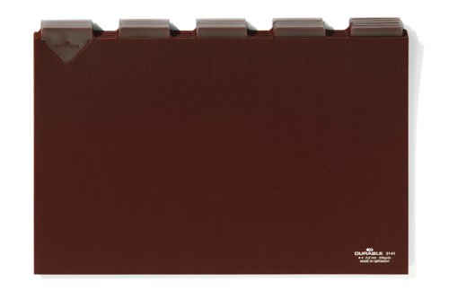 Durable 5 Part Tab Guide Cards Index Dividers - 25 Pack - Landscape A4 - Brown