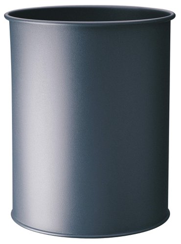 Durable Metal Round Waste Bin - Scratch Resistant Steel - 15L - Charcoal Grey