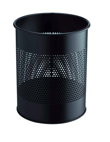 Durable Bin Round Metal 165mm Perforated 15 Litres Black 331001
