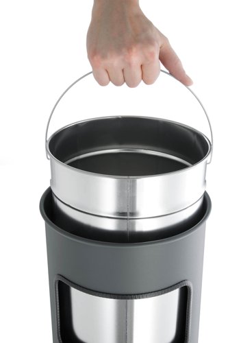 28188DR - Durable Metal Waste Bin Round 17 Litre with integrated 2L Ashtray Includes 1.5kg Sand Charcoal - 333058