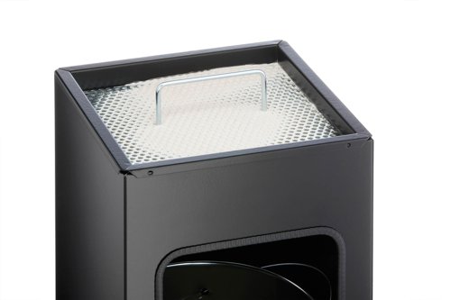 Durable Metal Waste Bin Square 17 Litre with integrated 2L Ashtray Includes 1.5kg Sand Charcoal - 333058