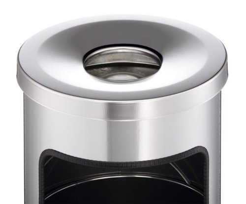 Durable Round Ashtray Bin 17L Silver