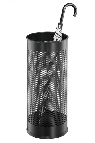 Durable Umbrella Stand Tubular Steel Perforated 28.5 Litre Capacity 280x635mm Black Ref 3350/01