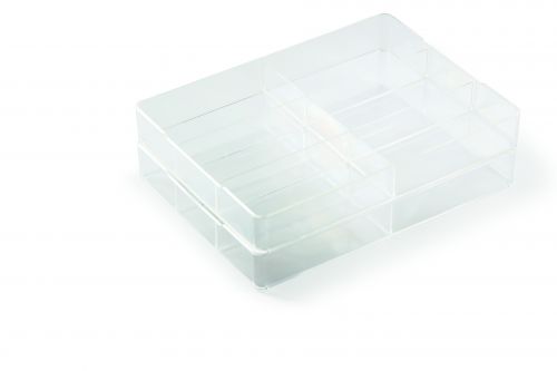 The transparent drawer insert for the COFFEE POINT Box is ideal for sorting and storing cutlery and other coffee station equipment. The tray is not only food save but is also dishwasher safe making it quick and easy to clean after use. The stylish coffee point drawer insert is perfect for any workplace or home kitchen for neatly storing coffee capsules, tea bags, sugar sticks, milk capsules and much more.