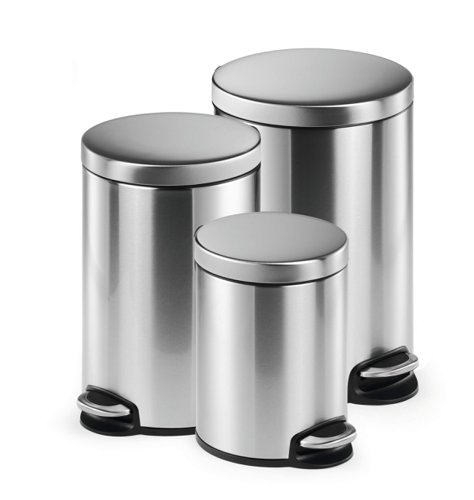 Durable Stainless Steel Pedal Bin Round 5 Litre Silver 340023 Utility Bins WT1107