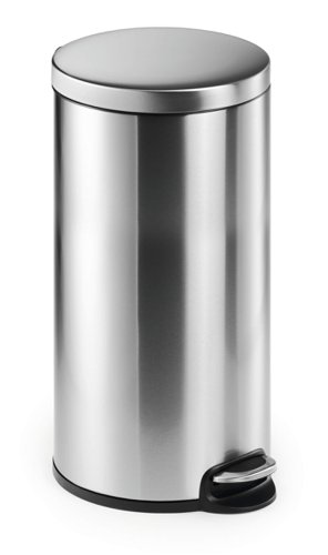 Durable Pedal Bin Stainless Steel 30 Litre Round Silver - 340323