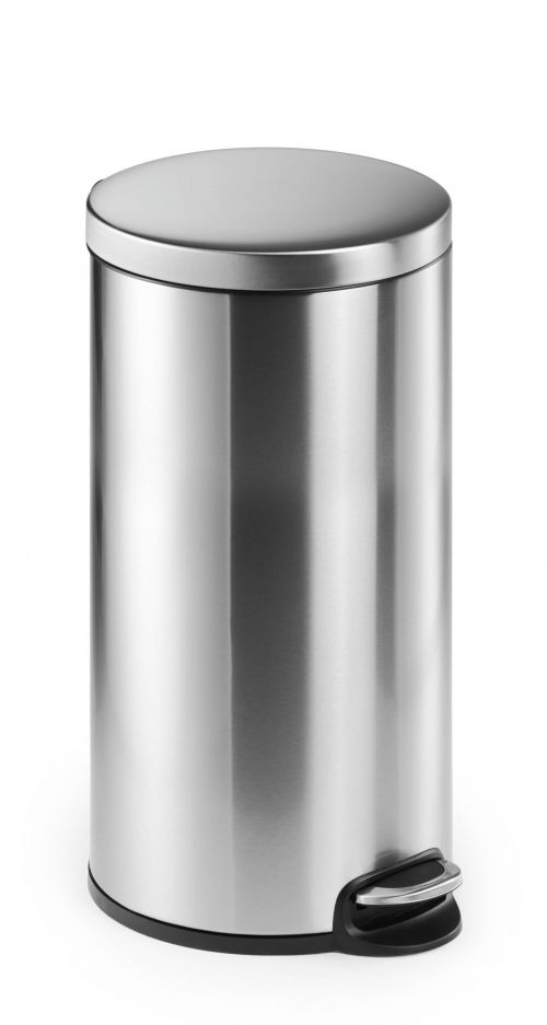 Durable Pedal Bin Stainless Steel Round 30 Pack of 1