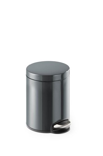 Durable Powder Coated Metal Soft Release Pedal Bin Round 5 Litre Charcoal 341058