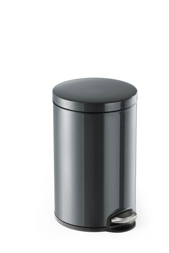 Durable Powder Coated Metal Soft Release Pedal Bin Round 12 Litre Charcoal 341158