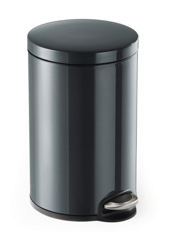 Durable Powder Coated Metal Soft Release Pedal Bin Round 12 Litre Charcoal 341158
