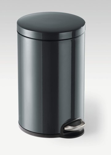 Durable Powder Coated Metal Pedal Bin Round 12 Litre Charcoal 341158 Utility Bins WT1111