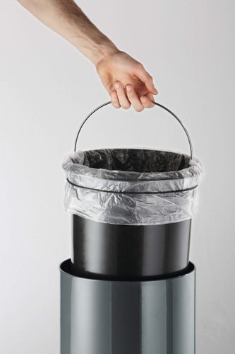 Durable Powder Coated Metal Pedal Bin Round 12 Litre Charcoal 341158