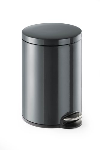 Durable Powder Coated Metal Soft Release Pedal Bin Round 20 Litre Charcoal 341258