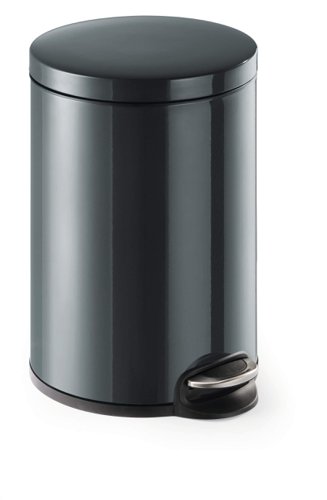 Durable Powder Coated Metal Pedal Bin Round 20 Litre Charcoal 341258