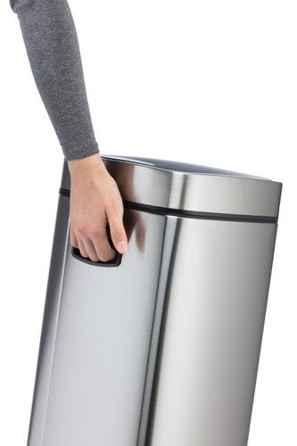 Durable waste bin with sensor for contactless operation. Opens by a motion sensor and closes automatically, alternatively the bin can be used manually via open or close buttons on the top of the waste basket. Removable inner bin with handle and bag fixing. Removable lid for easy emptying and also has a soft-close function to provide durability. The bin has a non-slip base and the stylish and compact design enables space-saving within the workplace or home environment. Includes a carry handle at the back of the waste bin to help move and empty the inner bin. Outer body is made of stainless steel with fingerprint-proof coating. Capacity: 21 litresRequires 4 AA batteries (not included)
