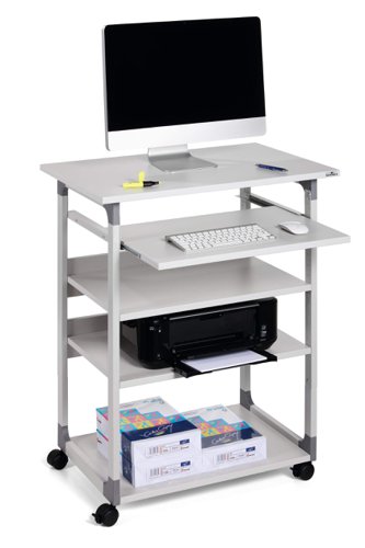 Durable SYSTEM PC Workstation Trolley 75 Variable Height Grey - 372010