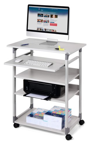 Durable SYSTEM PC Workstation Trolley 75 Variable Height Grey - 372010