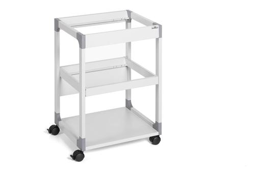 File trolley on two levels for storing approximately 80 A4 suspension files, up to 8 standard suspended lever arch files (80 mm) or 16 small suspended lever arch files (40 mm). Suitable for all sizes such as A4, folio or foolscap. Total dimension: 715 x 487 x 432 mm (H x W x D).