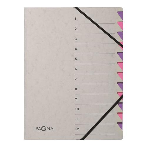 Pagna Pro Deluxe 12-Part File A4 Pink/Purple 4431210 [Pack 5]