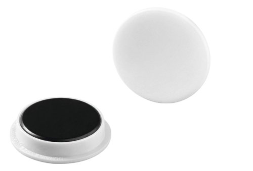 Durable Strong Circular Button Magnets for Fridge Memos - 20 Pack - 37mm - White