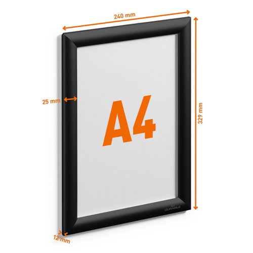 Durable Aluminium Snap Frame A4 Black - 479601