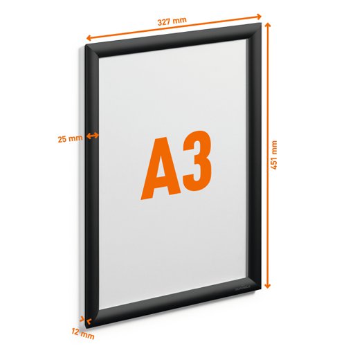 Durable Aluminium Snap Frame A3 Black - 479701