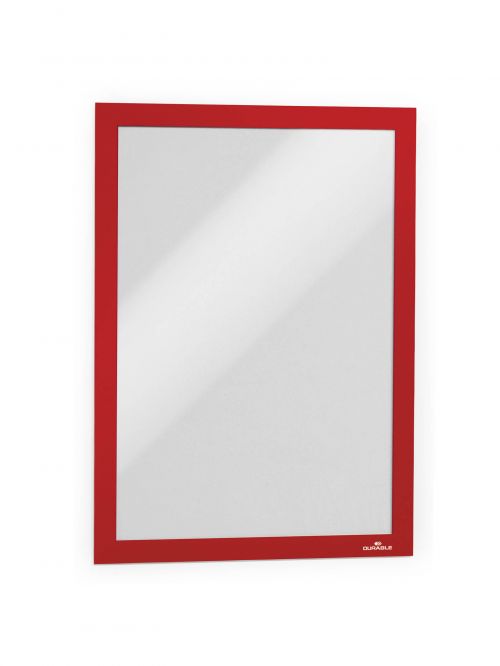 Durable Duraframe Self Adhesive Frame A4 Red (Pack of 2) 487203 Sign Holders IB1401