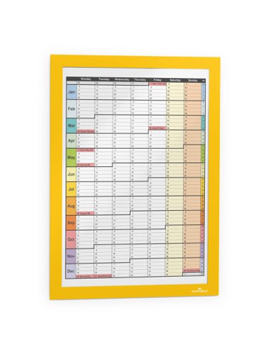 Durable DURAFRAME Self-Adhesive Sign & Document Holder with Magnetic Frame A4 Yellow (Pack 2) - 487204  13740DR