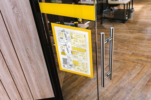 Durable DURAFRAME Self-Adhesive Sign & Document Holder with Magnetic Frame A4 Yellow (Pack 2) - 487204