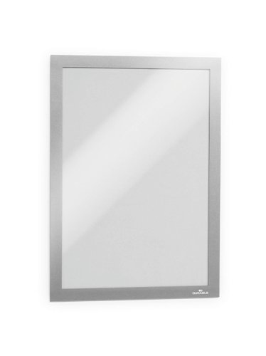 Durable DURAFRAME Self-Adhesive with Magnetic Frame - Document Frame For Internal Signage - A4 Silver (Pack 2) - 487223