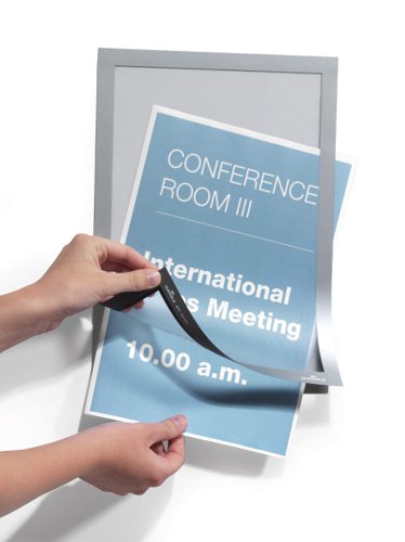 Durable DURAFRAME Self-Adhesive Sign & Document Holder with Magnetic Frame A4 Silver (Pack 10) - 488223 Durable (UK) Ltd