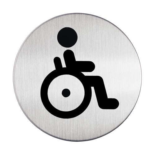 Durable Adhesive Disabled WC Symbol Bathroom Toilet Sign - Stainless Steel