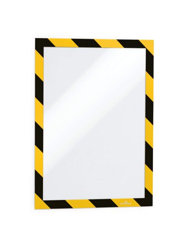 Durable DURAFRAME SECURITY Self-Adhesive Safety Sign & Document Holder with Magnetic Frame A4 Yellow/Black (Pack 2) - 4944130