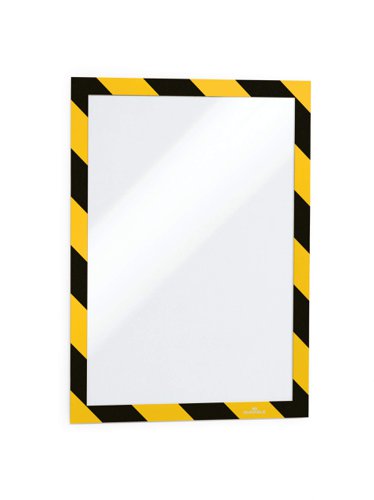 Durable DURAFRAME SECURITY Self-Adhesive with Magnetic Frame - For Internal Safety Signage - A4 Yellow/Black (Pack 2) - 4944130