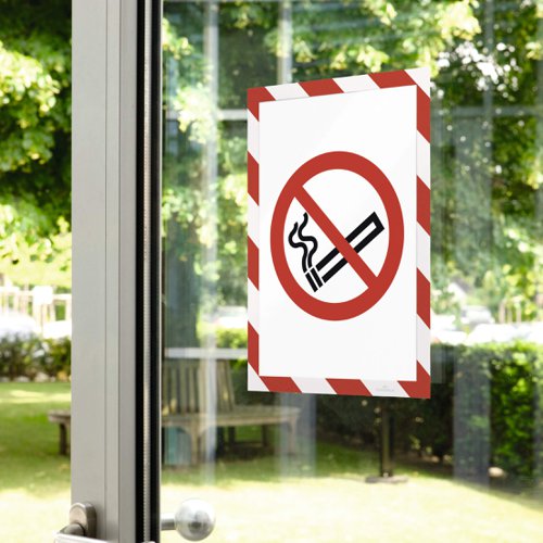 Durable DURAFRAME SECURITY Self-Adhesive with Magnetic Frame - For Internal Safety Signage - A4 Red/White (Pack 2) - 4944132