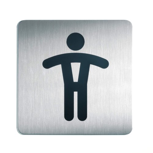 Durable Adhesive Men's WC Symbol Bathroom Toilet Sign - Stainless Steel - Square