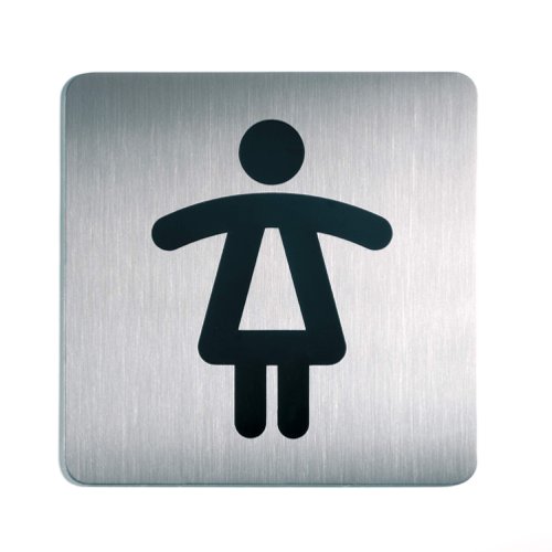 Durable Adhesive Ladies WC Symbol Square Bathroom Toilet Sign - Stainless Steel